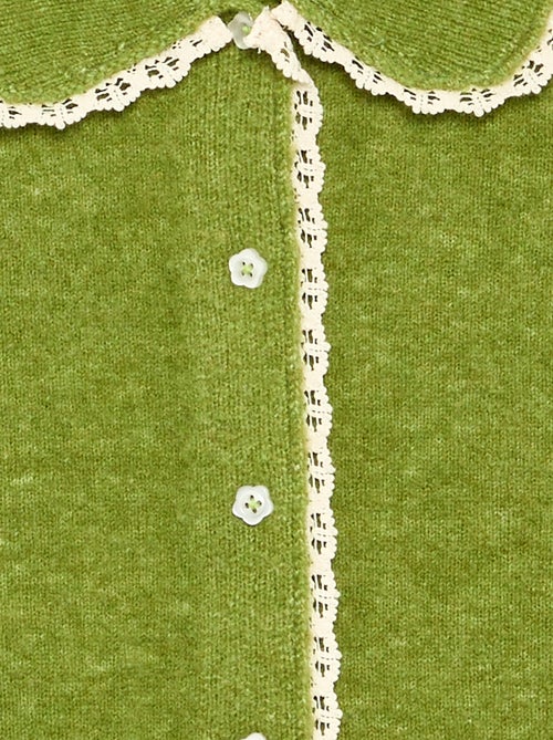 Cardigan com botões fantasia e gola Claudine - Kiabi