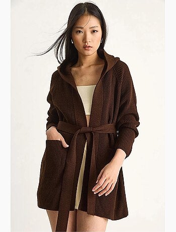 Cardigan com capuz e fecho com laço lucci