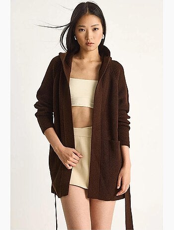 Cardigan com capuz e fecho com laço lucci