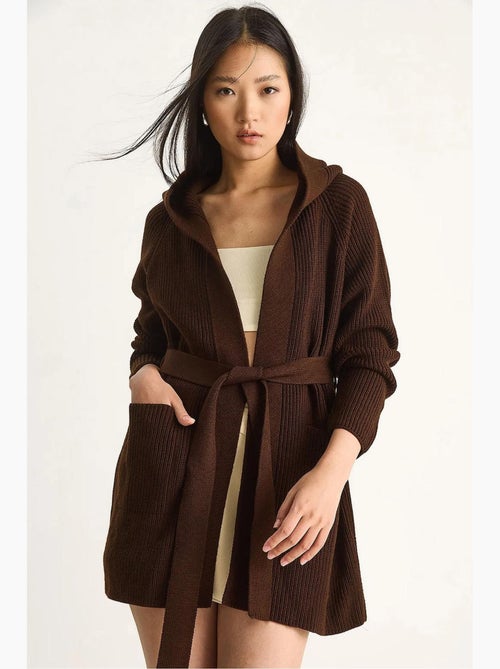 Cardigan com capuz e fecho com laço lucci - Kiabi