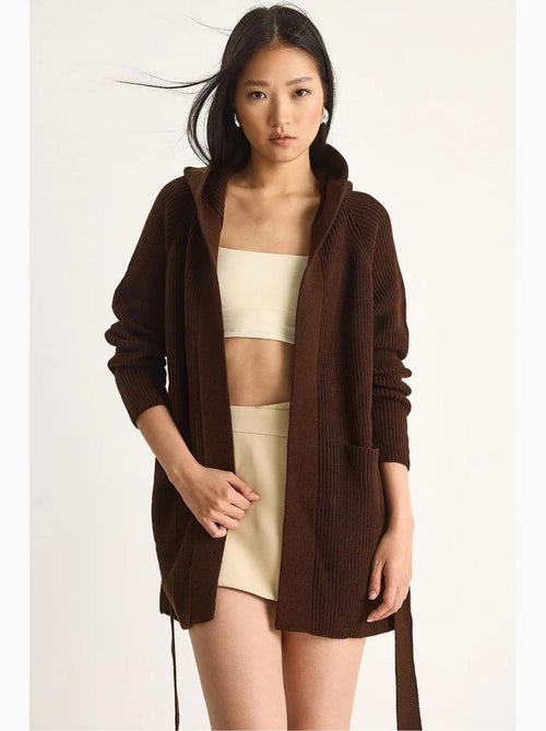 Cardigan com capuz e fecho com laço lucci - Kiabi