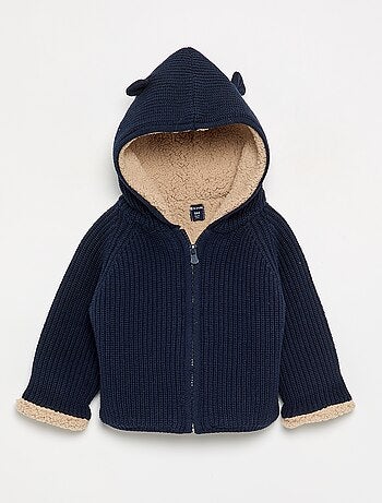 Cardigan com capuz e interior de carneirinho
