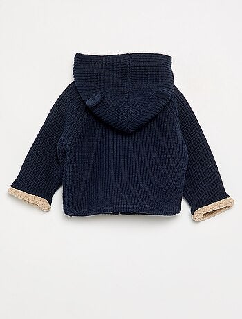 Cardigan com capuz e interior de carneirinho