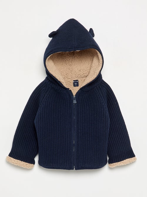 Cardigan com capuz e interior de carneirinho - Kiabi
