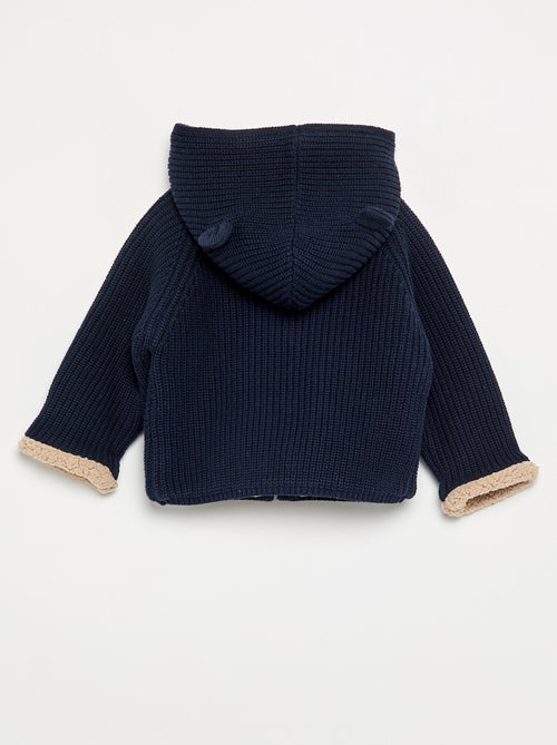 Cardigan com capuz e interior de carneirinho - Kiabi