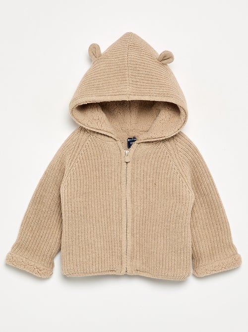 Cardigan com capuz e interior de carneirinho - Kiabi