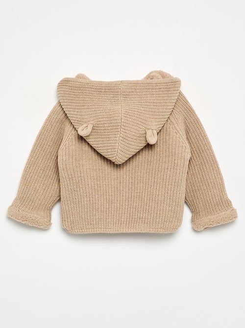Cardigan com capuz e interior de carneirinho - Kiabi
