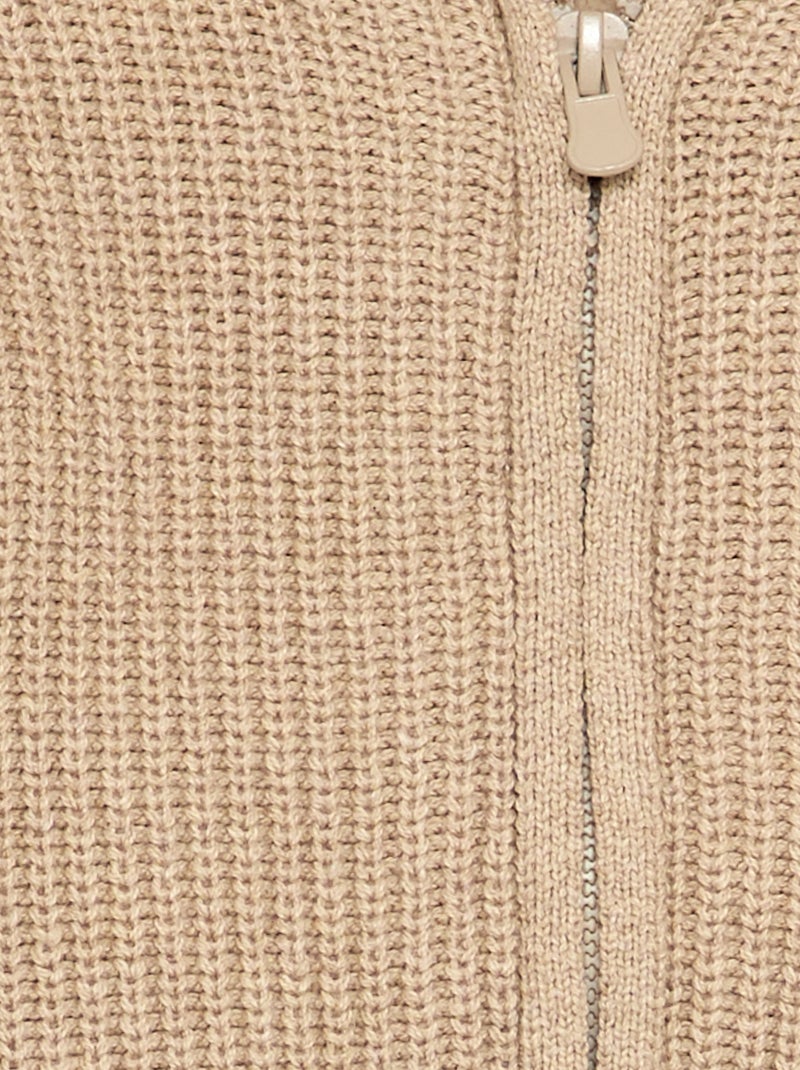 Cardigan com capuz e interior de carneirinho Bege - Kiabi