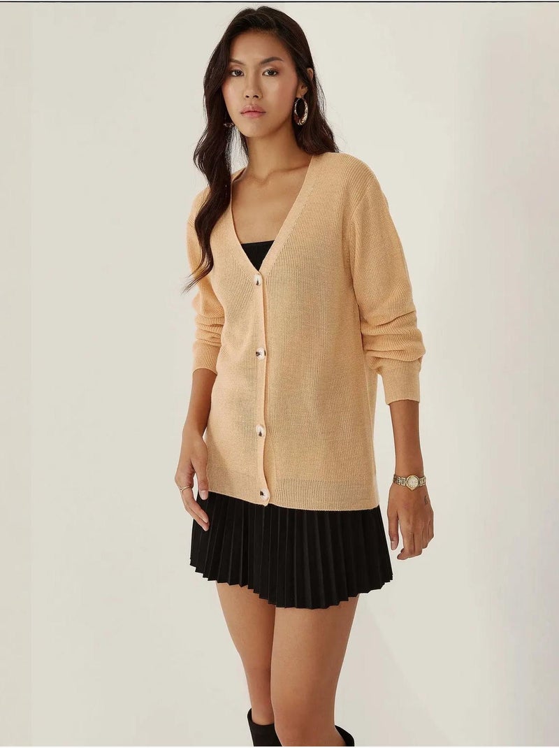 Cardigan com decote em v e botões hiccup Laranja - Kiabi