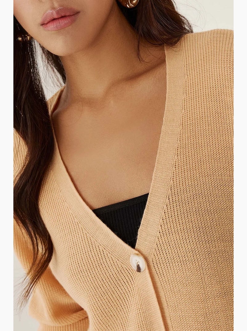 Cardigan com decote em v e botões hiccup Laranja - Kiabi