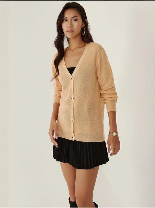 Cardigan com decote em V e botões - Kiabi