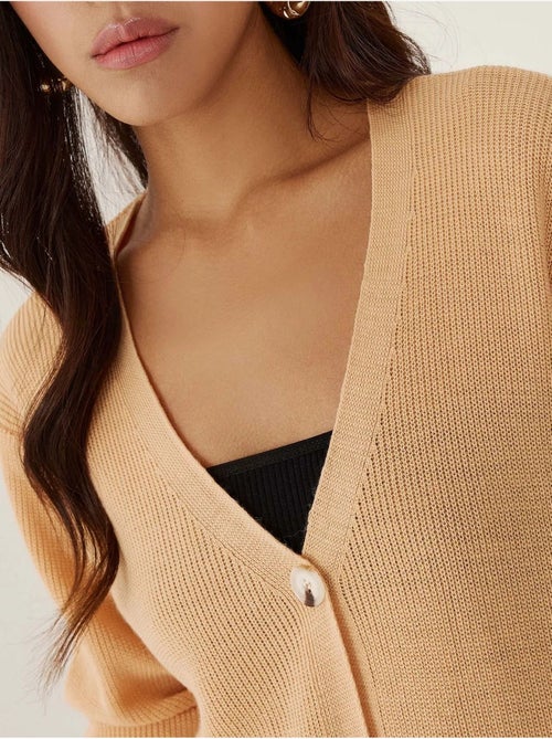 Cardigan com decote em V e botões - Kiabi