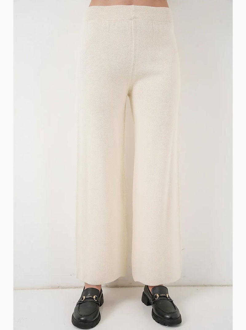 Cardigan com decote em v e conjunto de calças de perna larga bdart Marfim - Kiabi