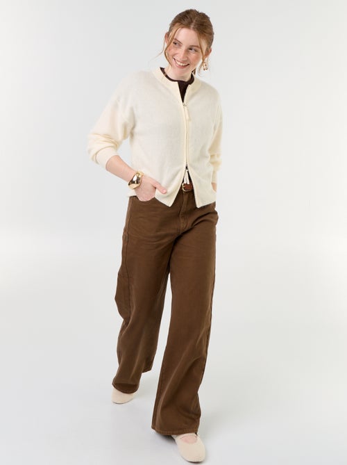 Cardigan com fecho 100% lã - Premium - Kiabi