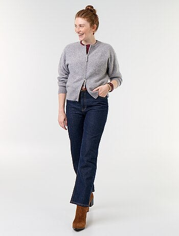 Cardigan com fecho 100% lã - Premium