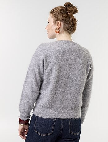 Cardigan com fecho 100% lã - Premium