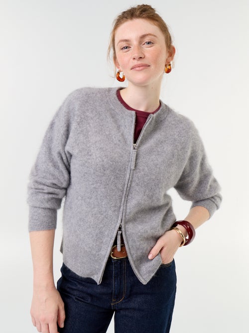 Cardigan com fecho 100% lã - Premium - Kiabi