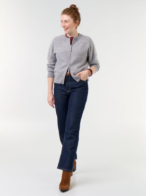 Cardigan com fecho 100% lã - Premium - Kiabi
