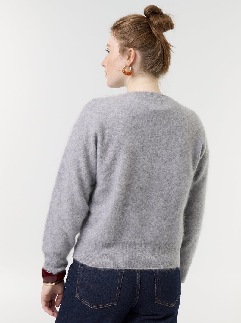Cardigan com fecho 100% lã - Premium Cinza - Kiabi