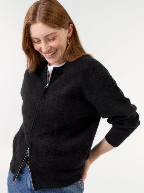 Cardigan com fecho 100% lã - Premium - Kiabi