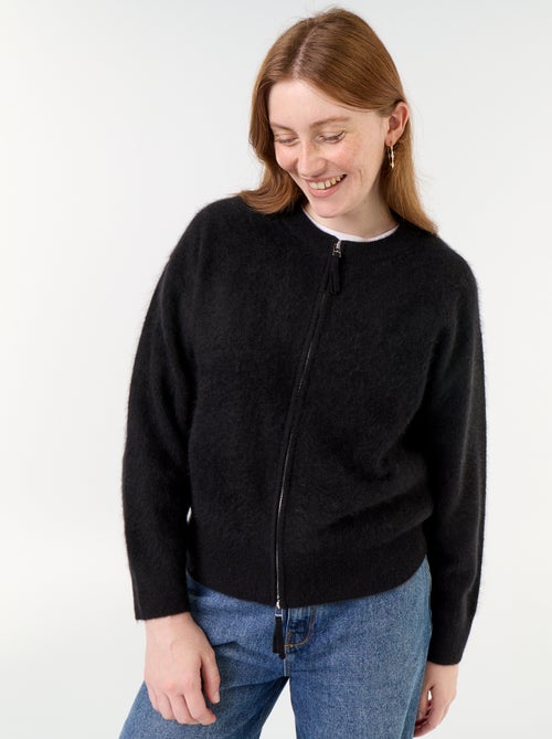 Cardigan com fecho 100% lã - Premium - Kiabi