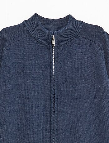 Cardigan com fecho de correr e gola alta