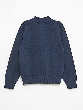 Cardigan com fecho de correr e gola alta