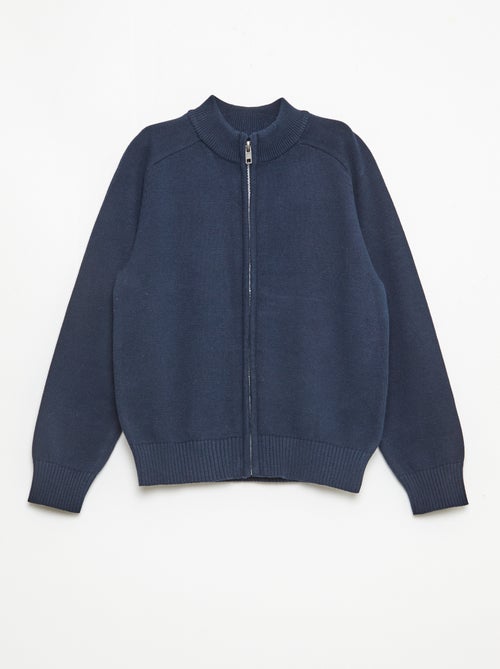 Cardigan com fecho de correr e gola alta - Kiabi