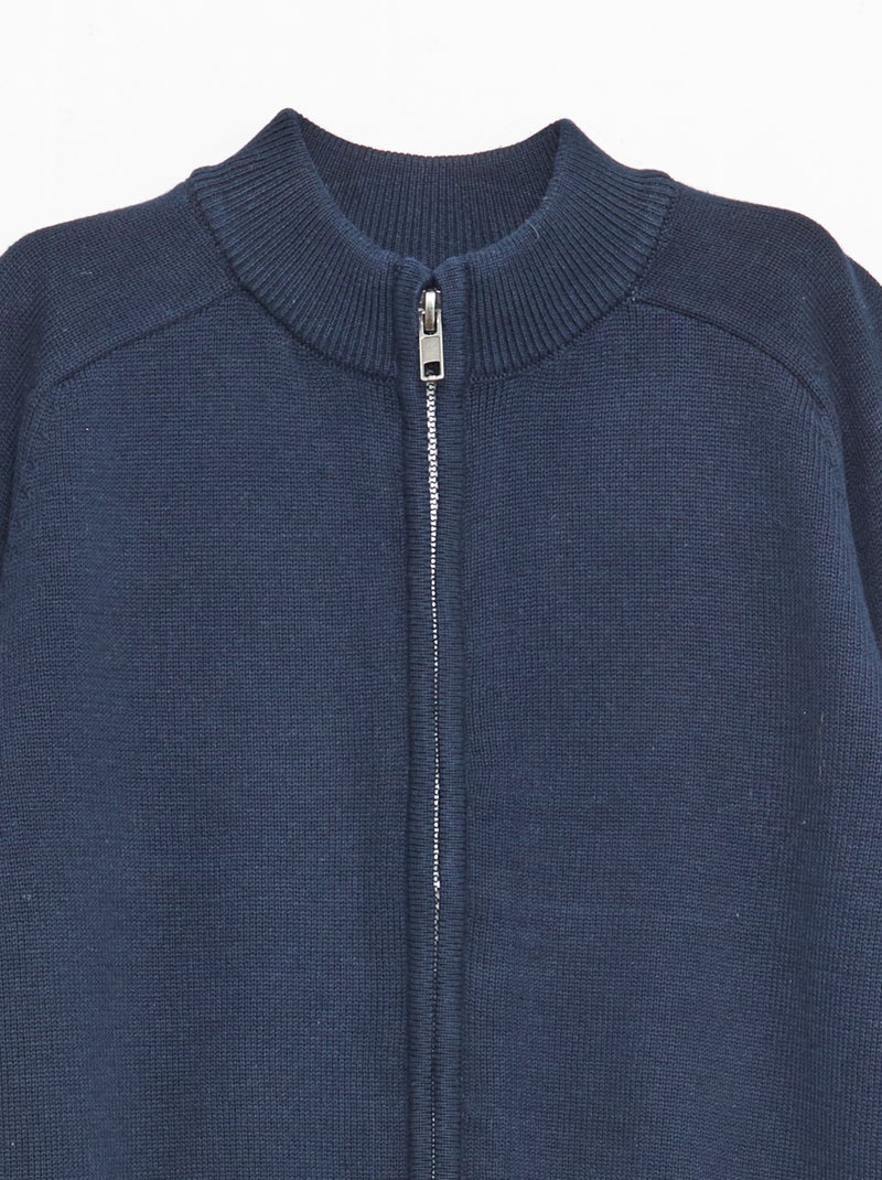 Cardigan com fecho de correr e gola alta Azul - Kiabi