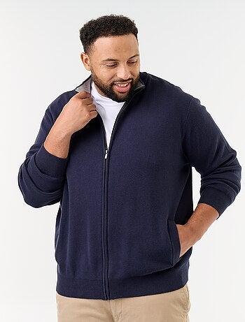 Cardigan com fecho de correr e gola alta