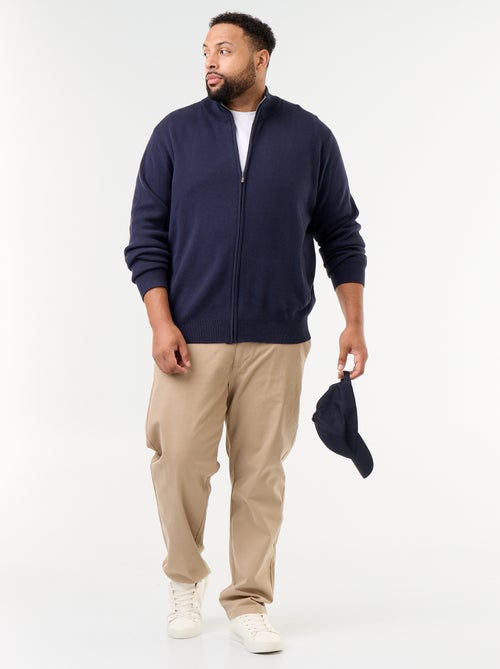 Cardigan com fecho de correr e gola alta - Kiabi