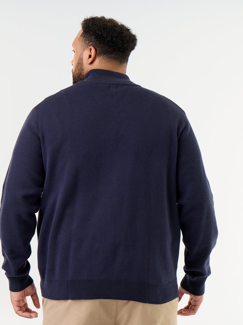 Cardigan com fecho de correr e gola alta Azul - Kiabi