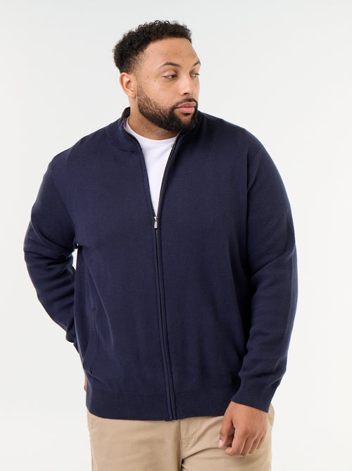 Cardigan com fecho de correr e gola alta - Kiabi