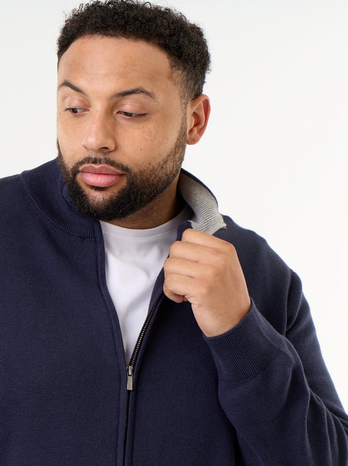Cardigan com fecho de correr e gola alta - Kiabi