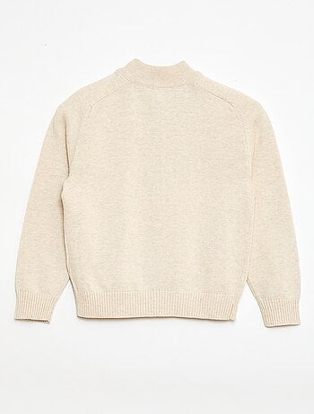 Cardigan com fecho de correr e gola alta