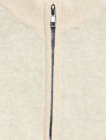 Cardigan com fecho de correr e gola alta