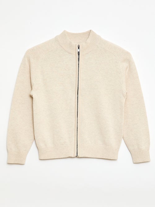 Cardigan com fecho de correr e gola alta - Kiabi