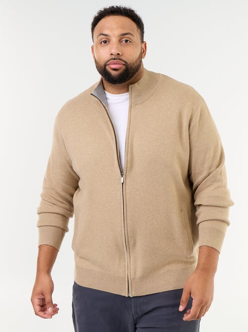 Cardigan com fecho de correr e gola alta - Kiabi