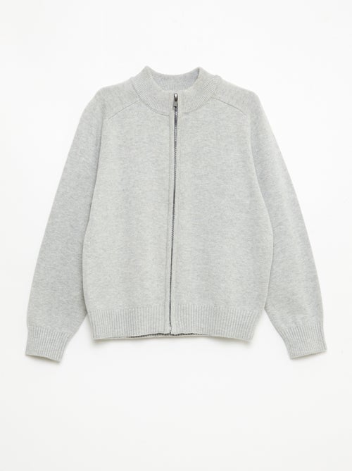 Cardigan com fecho de correr e gola alta - Kiabi