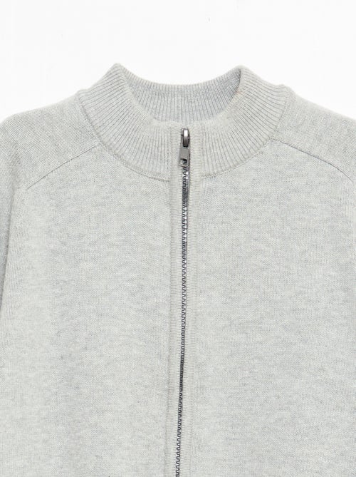 Cardigan com fecho de correr e gola alta - Kiabi