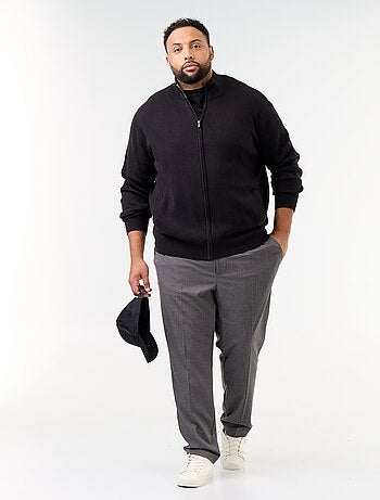 Cardigan com fecho de correr e gola alta