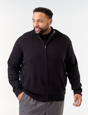 Cardigan com fecho de correr e gola alta