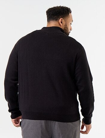 Cardigan com fecho de correr e gola alta