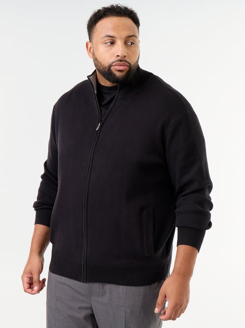 Cardigan com fecho de correr e gola alta - Kiabi