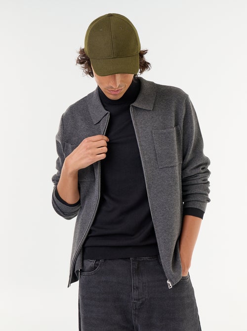 Cardigan com fecho de correr e gola de camisa - Kiabi