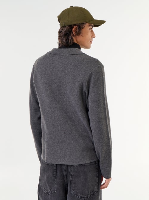 Cardigan com fecho de correr e gola de camisa - Kiabi