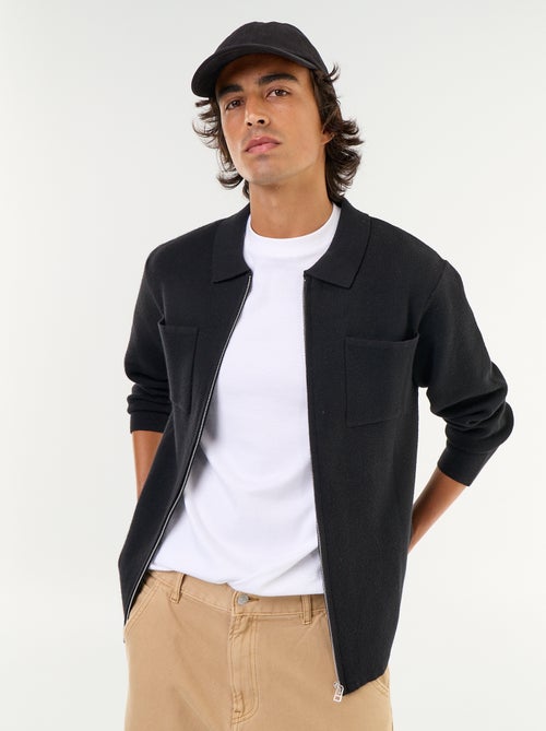 Cardigan com fecho de correr e gola de camisa - Kiabi Cardigan com fecho de correr e gola de camisa - Kiabi