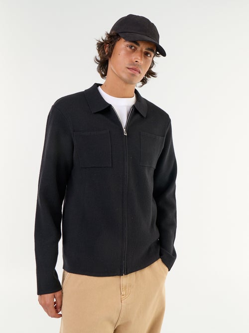 Cardigan com fecho de correr e gola de camisa - Kiabi Cardigan com fecho de correr e gola de camisa - Kiabi