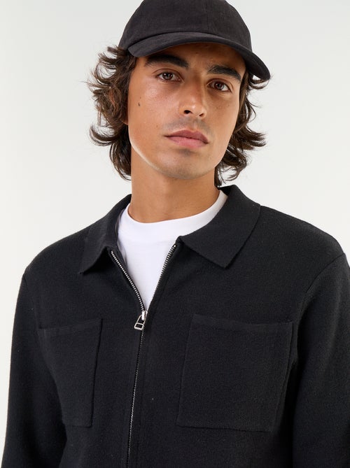 Cardigan com fecho de correr e gola de camisa - Kiabi Cardigan com fecho de correr e gola de camisa - Kiabi