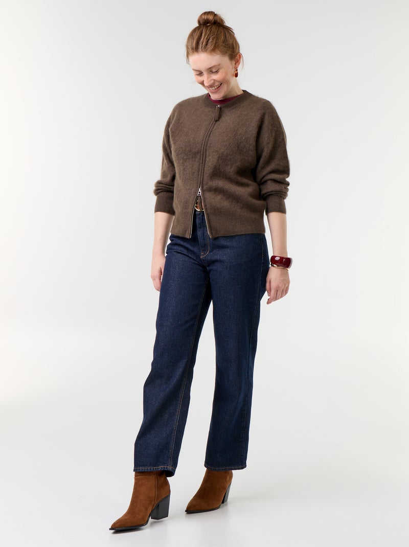 Cardigan com fecho de lã Castanho - Kiabi